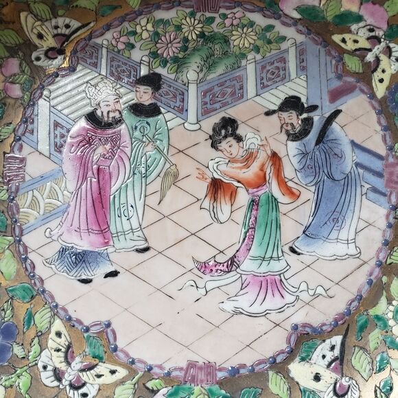 Asian Porcelain Hand Painted Plate - Picture 3 of 6